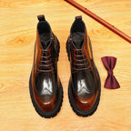 thick sole mens dress boots with zipper Round toe Ankle bootsyes