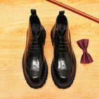 thick sole mens dress boots with zipper Round toe Ankle bootsyes