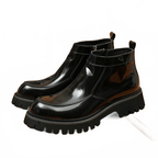 thick sole mens side zip leather boots fashion dress shoesyes