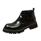 thick sole mens side zip leather boots fashion dress shoesyes