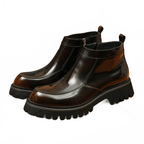 thick sole mens side zip leather boots fashion dress shoesyes