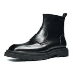 top zip up mens dress boots Genuine leather Ankle bootsyes