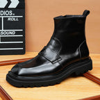 top zip up mens dress boots Genuine leather Ankle bootsyes