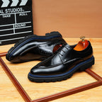 Trending Men's Platform Derby: Fashion Glossy Moc Toe Dress