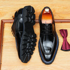 Trending Men's Platform Derby: Fashion Glossy Moc Toe Dress