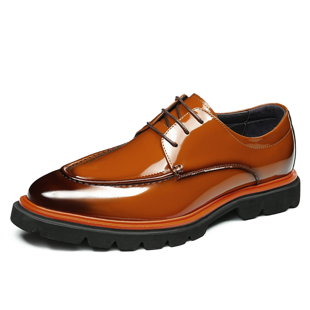 Trending Men's Platform Derby: Fashion Glossy Moc Toe Dress