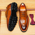 Trending Men's Platform Derby: Fashion Glossy Moc Toe Dress