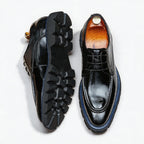 Trending Men's Platform Derby: Fashion Glossy Moc Toe Dress