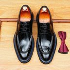 Trending Men's Platform Derby: Fashion Glossy Moc Toe Dress