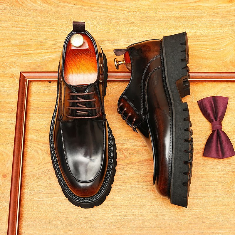 Trending Men's Platform Derby: Fashion Patent Leather Dress