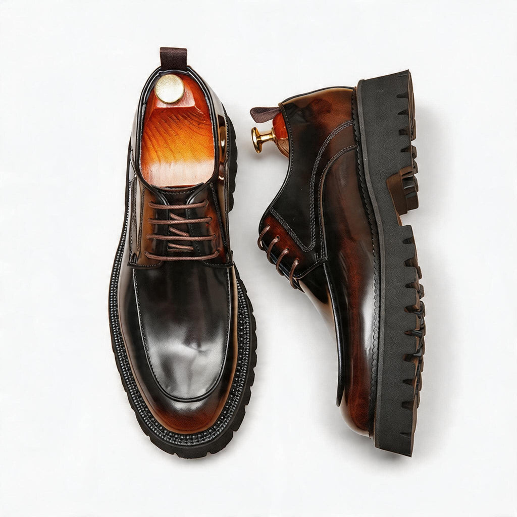 Trending Men's Platform Derby: Fashion Patent Leather Dress