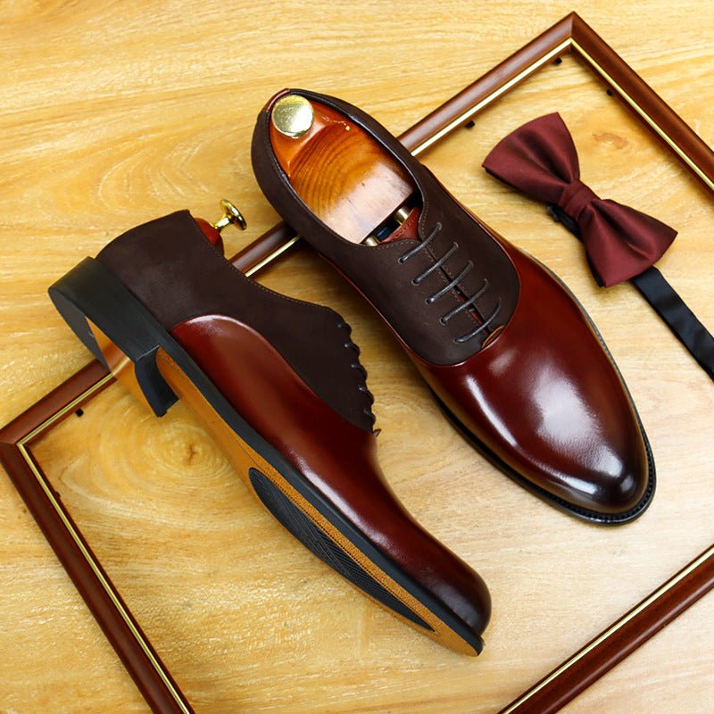 Two - Tone Mixed Media Oxford Shoes Elegant Wedding Dress Shoes Menyes