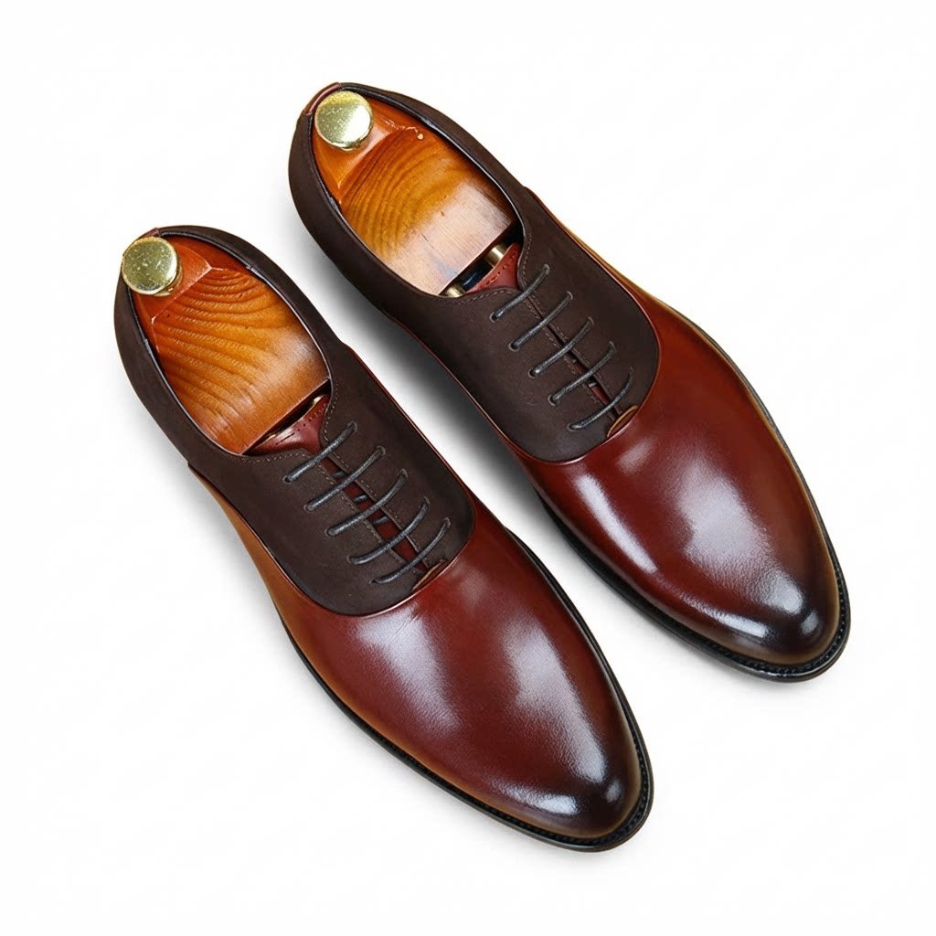 Two - Tone Mixed Media Oxford Shoes Elegant Wedding Dress Shoes Menyes