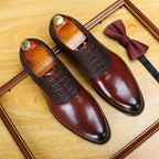 Two - Tone Mixed Media Oxford Shoes Elegant Wedding Dress Shoes Menyes