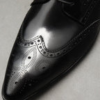 Vintage Brogue Pointed Derby: Luxury Groomsmen Party Formal Shoesyes