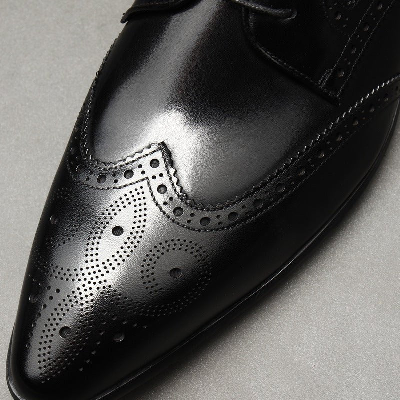Vintage Brogue Pointed Derby: Luxury Groomsmen Party Formal Shoesyes