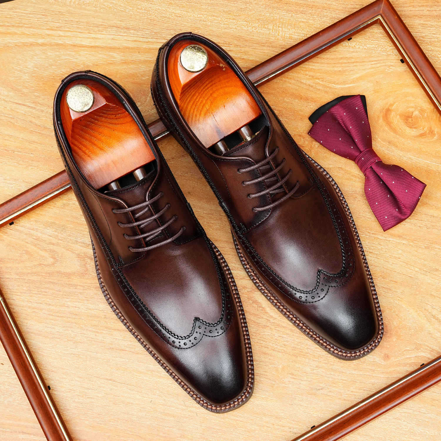 Wingtip Brogue Oxford Shoes Groomsmen Wedding Dress Shoes Menyes