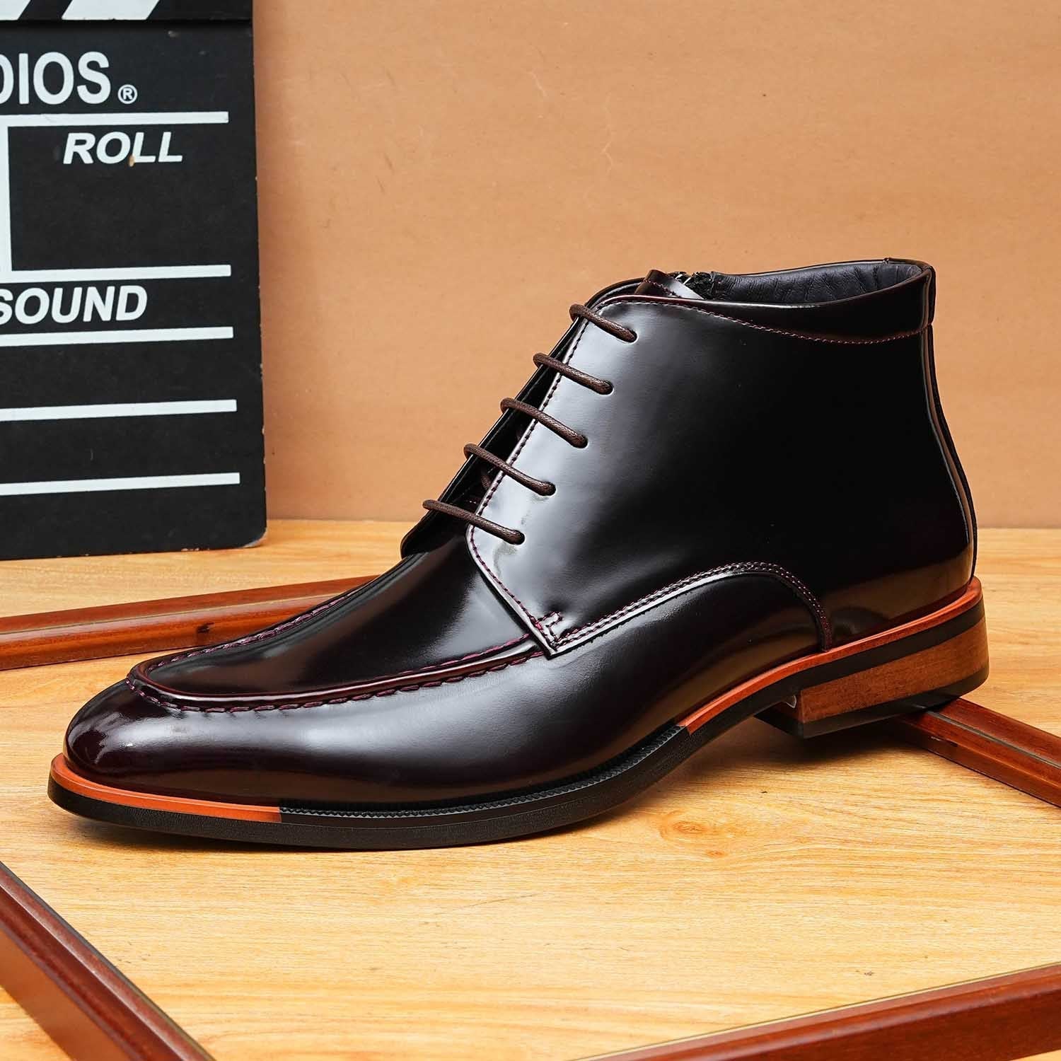 zipper dress boots men's fashion lace up Ankle bootsyes